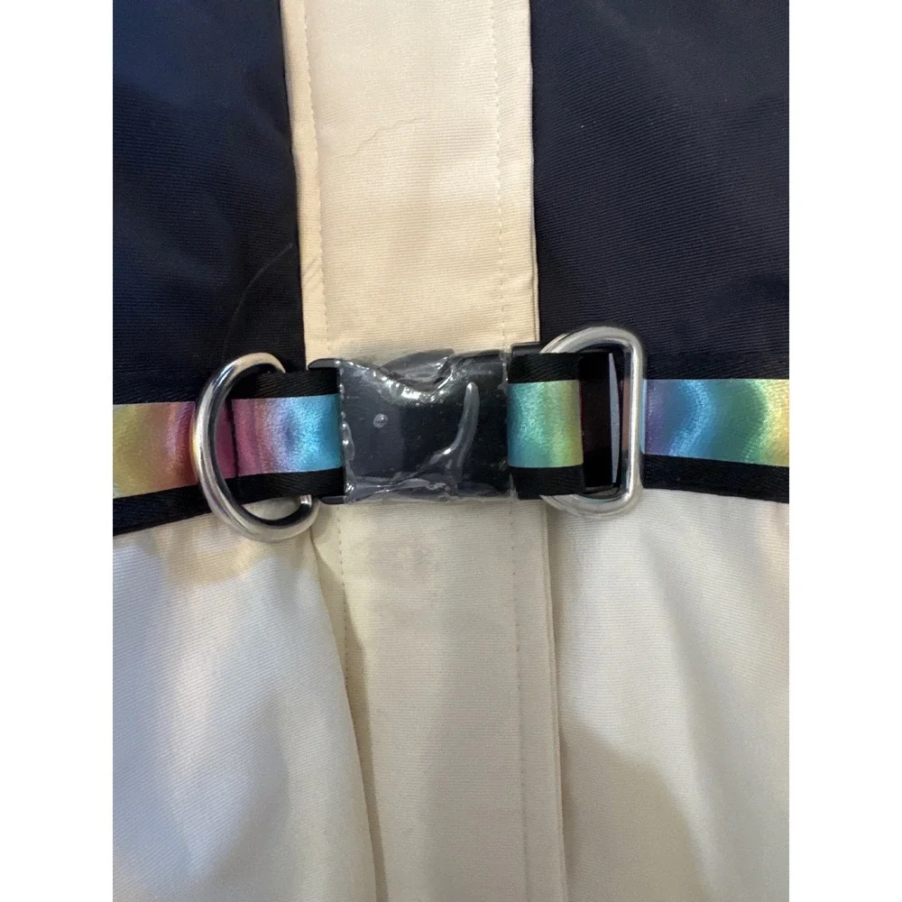 Laifug Dog Snowsuit Puffer jacket  Reflective Rainbow Trim‎